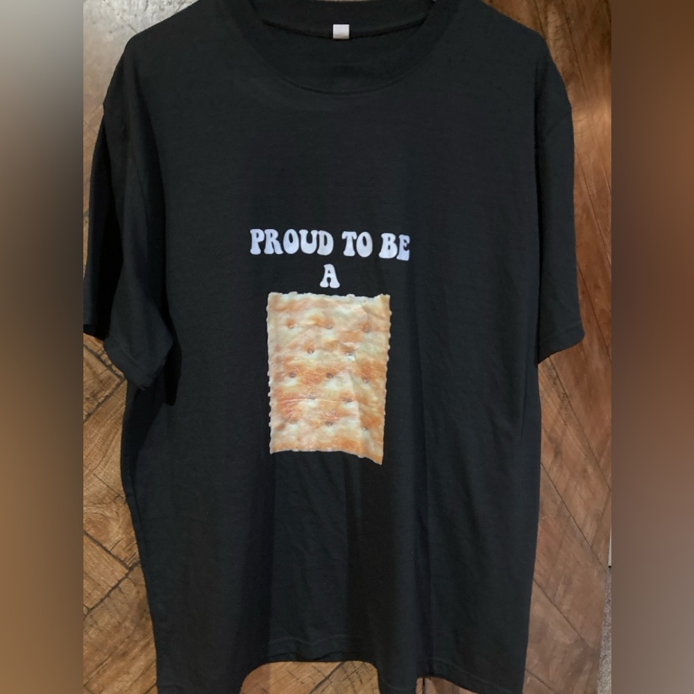 Black Graphic Tee with Cracker Design